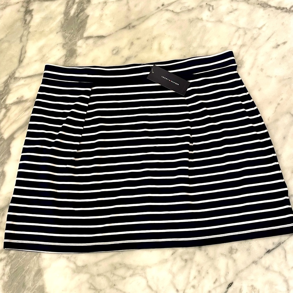 Tommy Hilfiger Navy and White Striped Skirt
